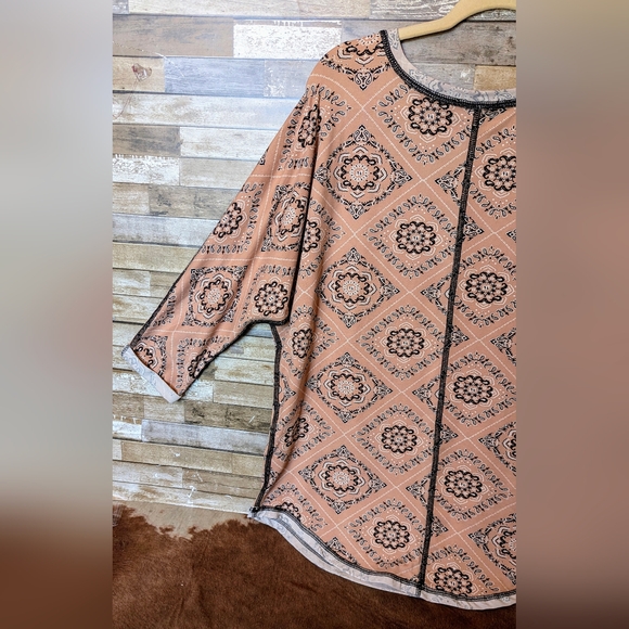 Boho Jane Pink Boho With Black Stitching Dolman Sleeve Top - Picture 11 of 14